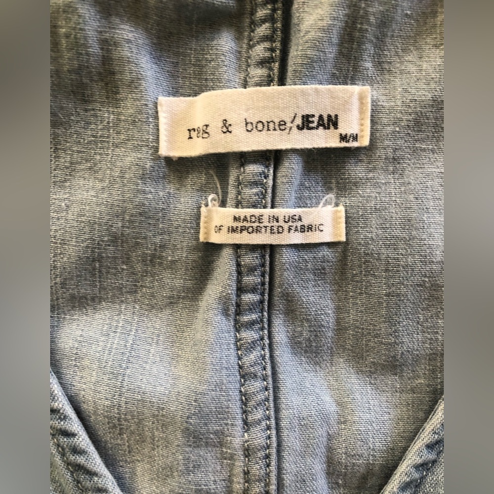 Rag & Bone Jean | Chambray Raw Hem V-Neck Tank Top - Picture 6 of 8